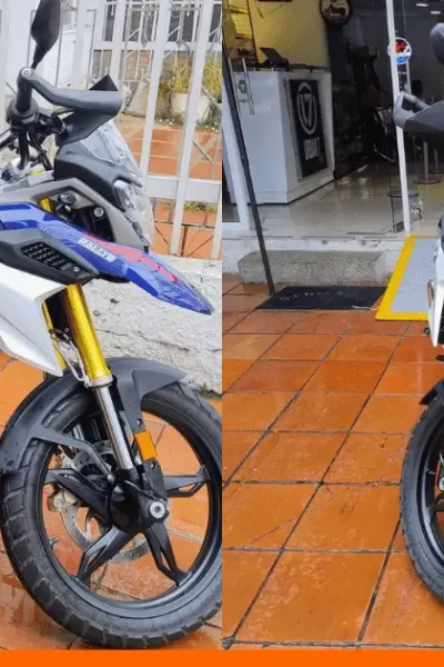 Imagen de motocicleta BMW G310GS modelo 2022 en venta, diseño deportivo, en excelente estado y con documentos al día.